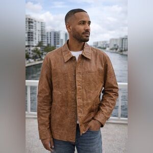 Feathers Brown 100% leather made in USA  Jacket